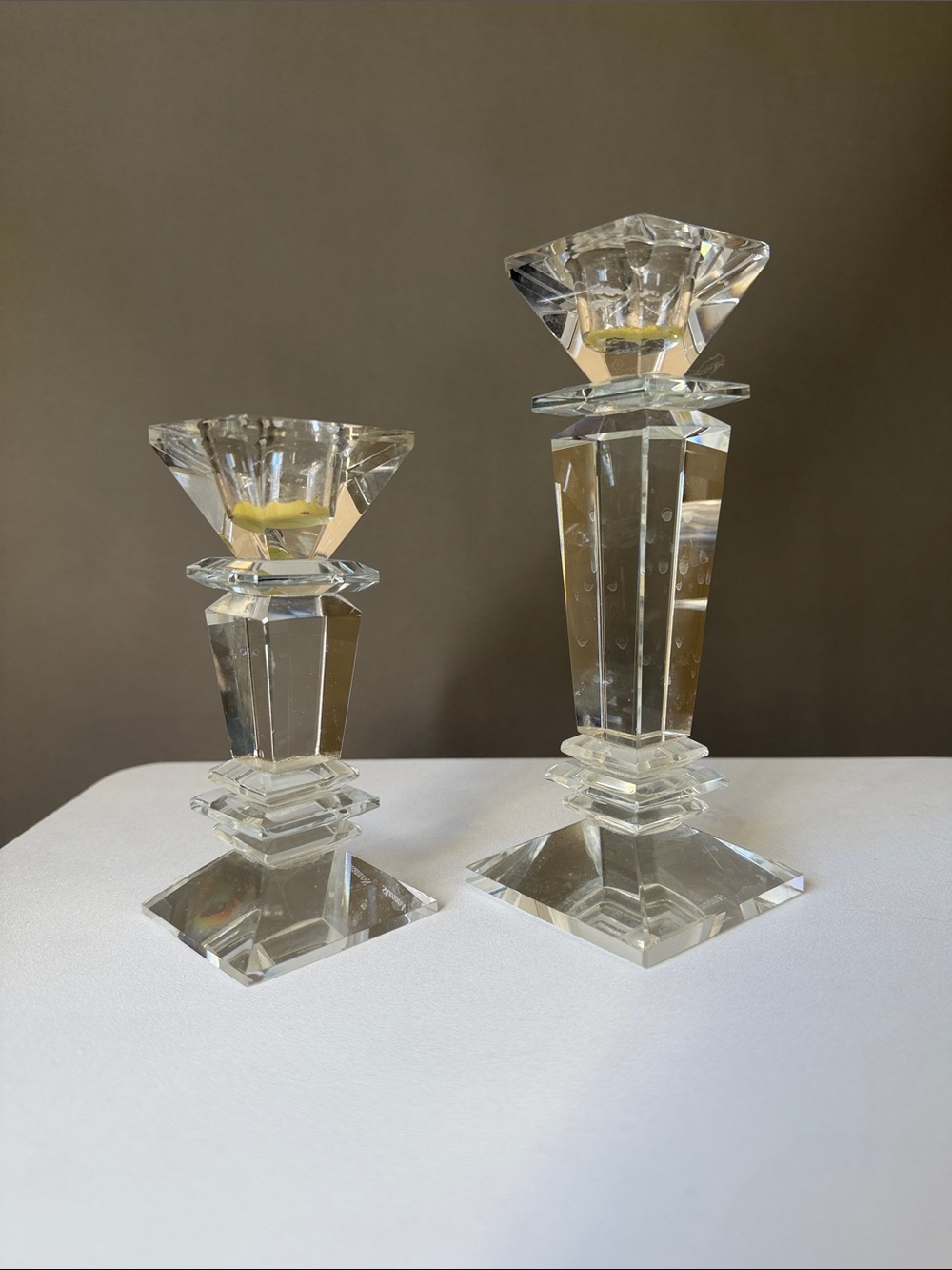 Crystal Glass Candlestick Pair - Shannon Crystal